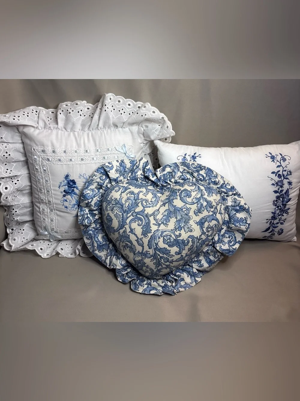 Laura Ashley Cottagecore Inspired Blue and White Pillow Set